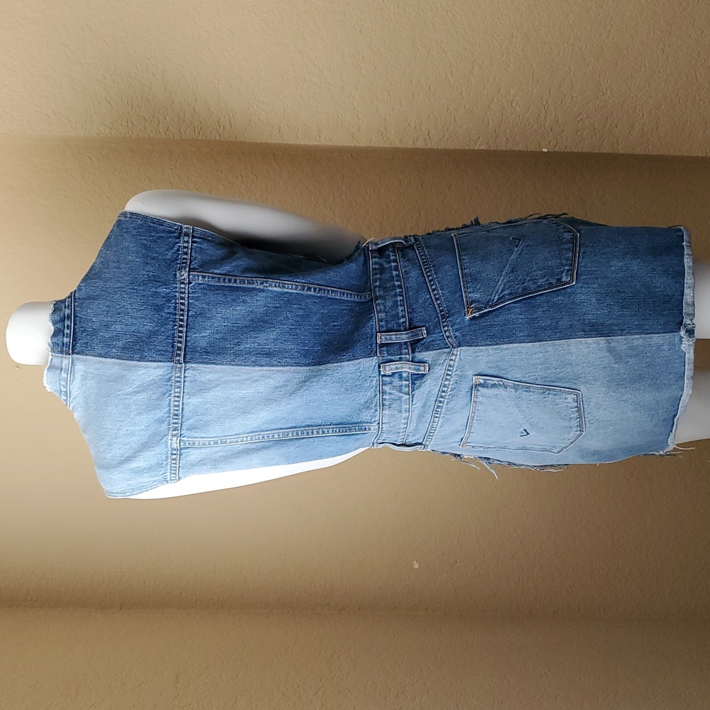 HUDSON DIY Pieced Two-Toned Distressed Button Down Sleeveless Denim Dress SIZE:M - Picture 10 of 16